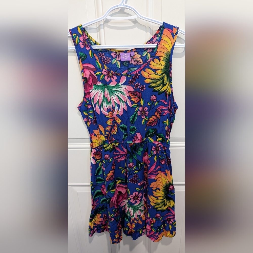 Jolie Kids Casual Dress - Blue with Pink and Yellow Floral